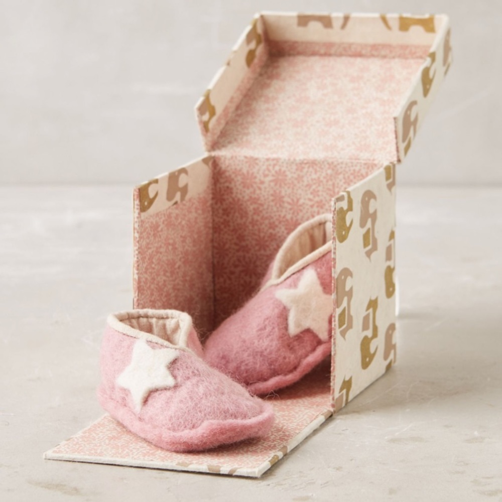 NIB Anthropologie Felted Baby Booties -Pink